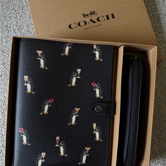 Coach Accessories - COACH Penguin Print Notebook Set | Leather Notebook Cover + Pencil Case| NIB